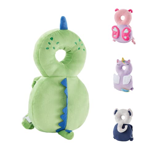 Image of Baby Back Potection Toddler Safety Protector Cushion Pad Toddler Backpack for Crawling Walking Adjustable Toddlers Back Safety Pad for Boys and Girls(Green Dinosaur)