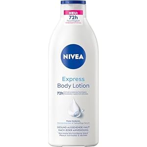 NIVEA Express Body Lotion, extra schnell einziehende Körperlotion, Körpercreme mit purem Hyaluron, Meeresmineralien und NIVEA Tiefenpflege Serum (400 ml)