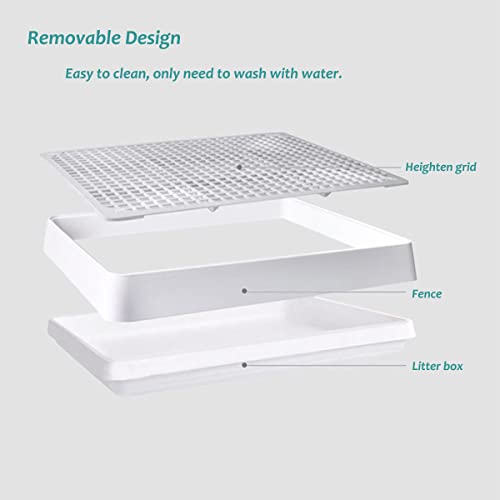 Rabbit Litter Box with Grate, Super Large Guinea Pig Litter Pan for Cage, Bunny Restroom Litter Tray Small Animals Toilet Potty Trainer for Rabbit Hamster Ferret Rats Guinea Pigs Hedgehog - Thumbnail 3