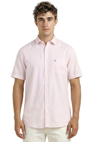 Image of Allen Solly Men's Linen Casual Shirt | Solid | Half Sleeve | Breathable Premium Linen | Summer & Vacation Wear