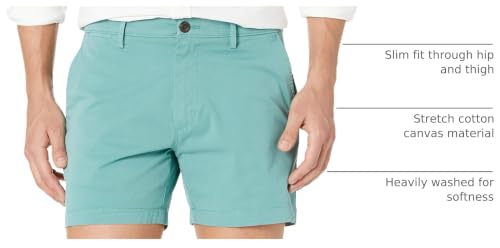 Image of Amazon Essentials Men's Slim-Fit 5 inch Flat-Front Comfort Stretch Khaki Chino Shorts with Elastic Waistband
