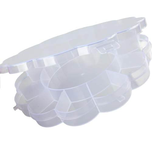 Image of Craft County Plastic Floral Pattern Flip Top 12 Compartment Bead Organizer for Jewelry Making and Crafts - Clear