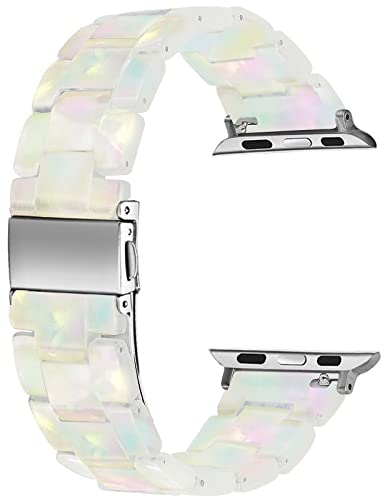 Nyeneil Compatible With Apple Watch Band 38Mm 40Mm 41Mm 42Mm 44Mm 45Mm Ultra 49Mm For Iwatch Se Lightweight Resin Wristband Bracelet Strap Series 8 7 6 5 4 3 2 1 Mens Womens (Color White, 38Mm/40Mm/41Mm) #TOP4