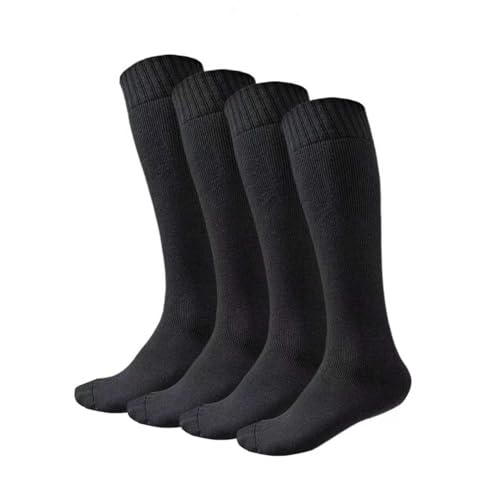 LUFFLOK 2 Paires Unisexe uni Genou Noir Chaussettes, Chaussettes Chaudes Haute Mi-bas Chaud Homme, Chaussettes Hautes Epaisses et Douces pour L'automne et L'hiver,...