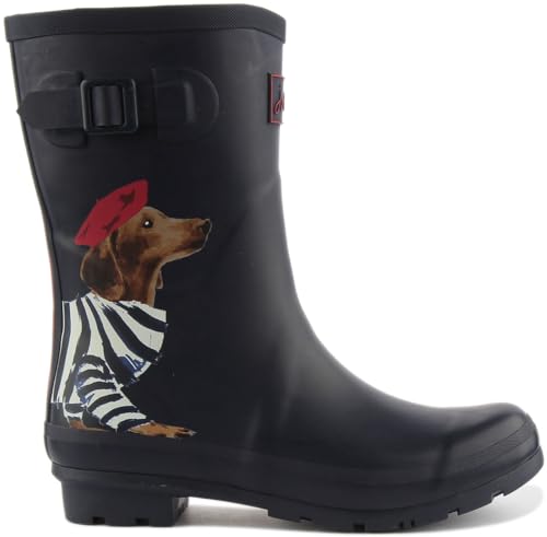 Joules Damen Molly Welly Gummistiefel, Navy Sausage Dog, 42 EU