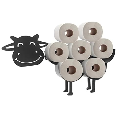 Shineyoo Novelty Toilet Roll Holder, Free Standing Animal Cow Toilet Paper Stand, Fun Bathroom Accessories Metal loo Accessories Paper Tube Rack for Home Decoration Cover