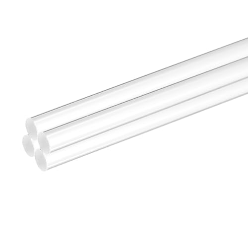 MECCANIXITY 4 Pcs Acrylic Round Rods 9/32" x 12" Clear Acrylic Dowel Rods Sticks Plastic Sticks Strip for Model Making DIY Crafts Lighting Gardening Decorations - 7mm x 300mm