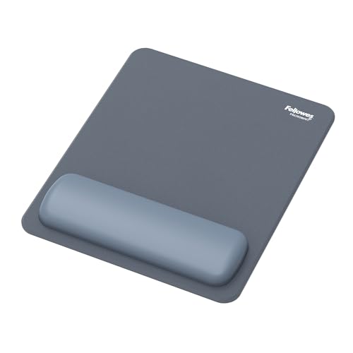 Fellowes Tapis de Souris Repose-Poignet Breyta - Bleu Gris, Coussin en Silicone avec Technologie Hex Cushion, Soutien Ergonomique et Base antidérapante. Parfait pour Bureau, Maison ou Gaming