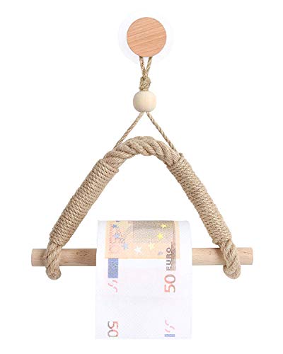Preisvergleich Produktbild PUPOUSE Toilettenpapierhalter Holz, Klopapierrollenhalter für WC Badezimmer Retro Wandhalterung Rollenhalter Bad Vintage Deko (02)