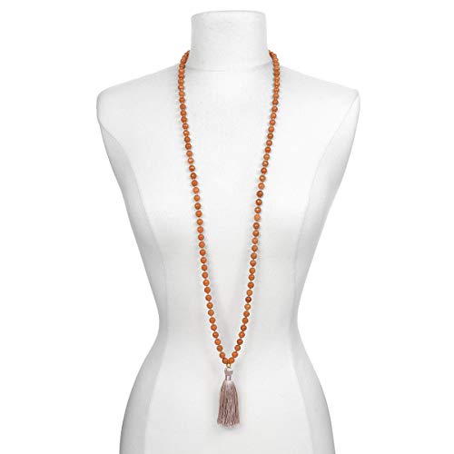 Satya Jewelry Women's Red Aventurine Gold Lotus Mala Tassel Necklace (40-inch), Red, One Size Satya Jewelry Women's Red Aventurine Gold Lotus Mala Tassel Necklace (40-inch), Red, One Size - Image 4