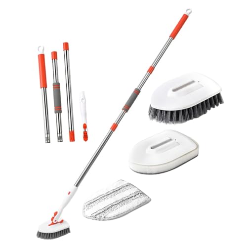 Brosse dure pour carrelage et joints avec manche télescopique réglable