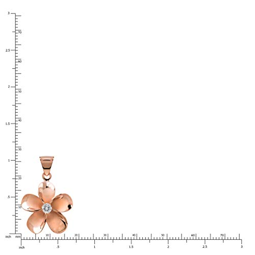 Honolulu Jewelry Company 14K Rose Gold Plated Sterling Silver CZ Plumeria Flower Nature Necklace Pendant with 18" Box Chain2