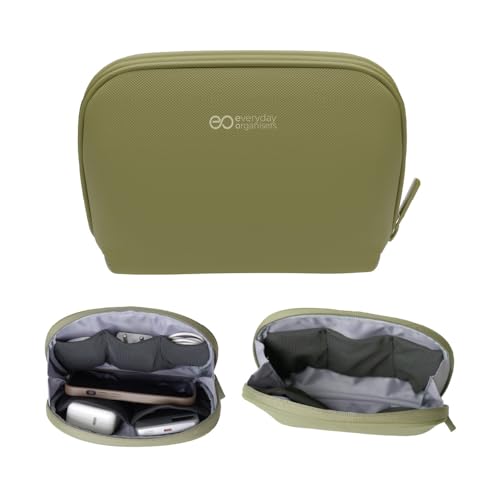 Image of eo Tech Organizer Pouch for Travel | Cable Organiser Bag for Charger, Laptop Accessories, Gadget, Electronics, Power Bank, Toiletry & Personal Care Storage Case (Green, Tech Pouch)