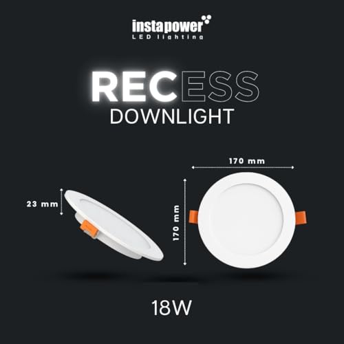 Image of Instapower Polycarbonate Recessed Ceiling Light Ultra Slim Round LED Downlight 2-Year Warranty (Cool White - 18W)