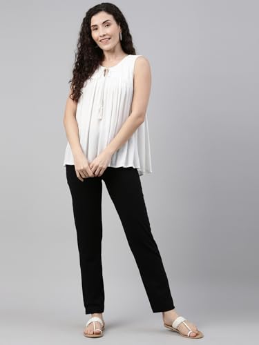 Image of GO COLORS Soft Cotton Stretch Kurti Pants Full Length for Women| Breathable, Mid Rise