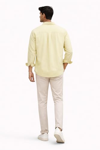Image of Men's Cotton Blend Casual Wear with Bird Embroidery | Regular Fit Full Sleeve Button Down | Lightweight Summer Style for Daily, Office & Party