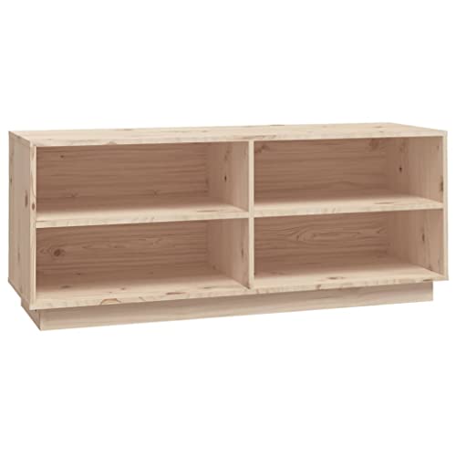 Banc de rangement rustique 4 compartiments ouverts meuble bas multifonctionnel - 4