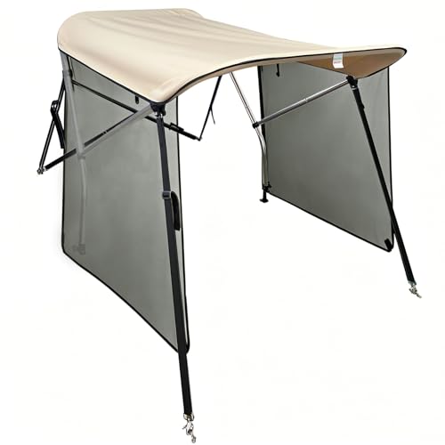 FUYEAR Zero Turn Lawn Mower Canopy with Removable High-Visibility UV Sunshade Curtain Heavy Duty Beige Sun Shade & Rainproof Cover 67 Inch Adjustable Nylon Strap Aluminum Alloy Bracket-with Curtain