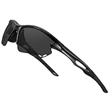 Bircenpro Polarisiert Sport Sonnenbrille Herren: UV-Schutz Fahrradbrille Leichtgewicht TR90 Rahmen Lauf Brille für Radfahren Laufen Golf Schwarze Gläser
