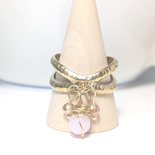 Bague Kunzite rose Bouly&Cailloux en acier inoxydable doré - 3