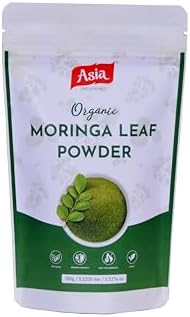 Asia Organic Moringa Powder – 100% Pure & Natural Superfood | USDA Organic Certified | 100g | Supports Glowing Skin, Healthy Hair, Energy, Immunity & Digestion | Vegan & Non-GMO