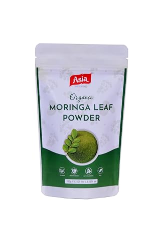 Asia Organic Moringa Powder – 100% Pure & Natural Superfood | USDA Organic Certified | 100g | Supports Glowing Skin, Healthy Hair, Energy, Immunity & Digestion | Vegan & Non-GMO