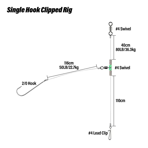 Dr.Fish 6PCS Sea Fishing Rigs Beach Casting, Clipped sea rig Hook Size 2/0, Hand Tie Shore Fishing Single Hooks Ready for Use - Image 2