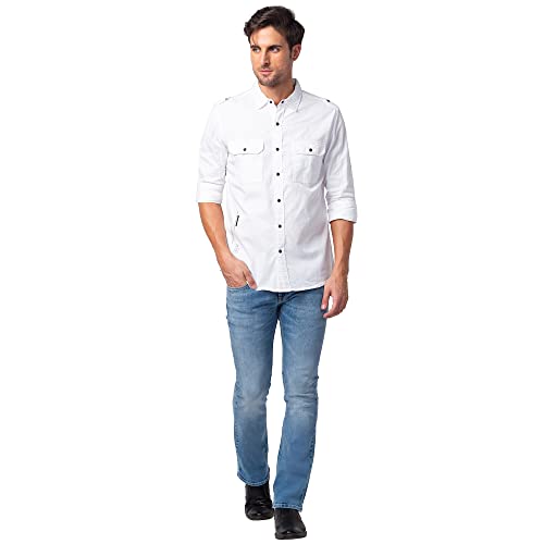 Image of Spykar Men's Slim Fit N /A Full Sleeve Solid Casual Shirts
