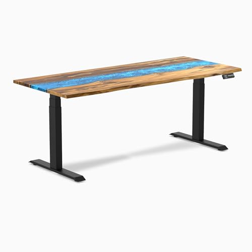 Image of Desky Dual Resin Hardwood Sit Stand Desk - White Ash / 72 x 30 inches /Grey