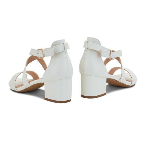 Image of Shoe Land SL-LESSA Women's Low Heels Open Toe Dress Heeled Sandals Cross Ankle Strap Chunky Block Short Heel Pumps Shoes for Office Prom Wedding Party
