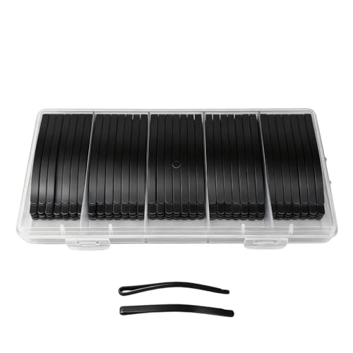 Bobby Pins for Thick Hair Curved Bob Pin Professional Metal Heavy Strong Hairpins for Women Girls & Styling Accessories 100 pieces with Box (Black)