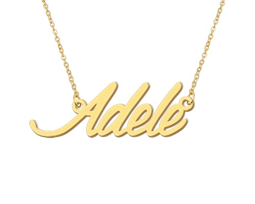 Aoloshow 18k Gold Plated Adele Necklace with Name Layer Nameplate Womens Jewelry Stainless Steel for Best Friends