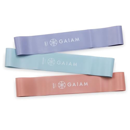 Gaiam Restore Mini Band Kit, Set of 3, Light, Medium, Heavy Lower Body Loop Resistance Bands for Legs and Booty Exercises & Workouts, 12