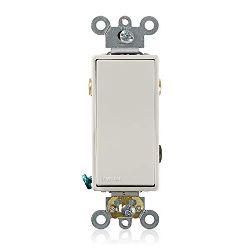 Leviton 20 Amp, 120/277 Volt, Decora Plus Rocker 3-Way AC Quiet Switch, Commercial Grade, Back and Side Wired, Self Grounding, 5623-2T, Light Almond