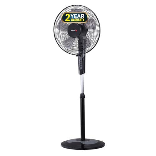 Image of IBELL CHROME10 Pedestal Fan | Adjustable Height & 2hr Timer | 5-Leaf Design | High-Speed Performance | 100% Rust Free | 2-Yrs Warranty 【Black】