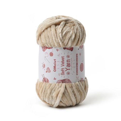 Image of 100g Fluffy Velvet Chenille Yarn for Crocheting and Knitting, 80m (87.5yd) Baby Yarn for Crocheting Soft, Crochet Chunky Yarns Amigurumi Yarns(Beige