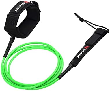Abahub Premium Surfboard Leash, Straight Surf Board Leg Rope, Legrope Strap for Shortboard, Skimboard Replacement Leashes 6 Foot Green 6 mm Thick