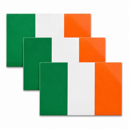 Image of Irish Flag Vinyl Flag Stickers, Car Decals, Waterproof Indoor Outdoor, Laptop Stickers, Car Bumper, St Patricks Day Decor, Ireland Flag, 5 x 3 Inches, Set of 3