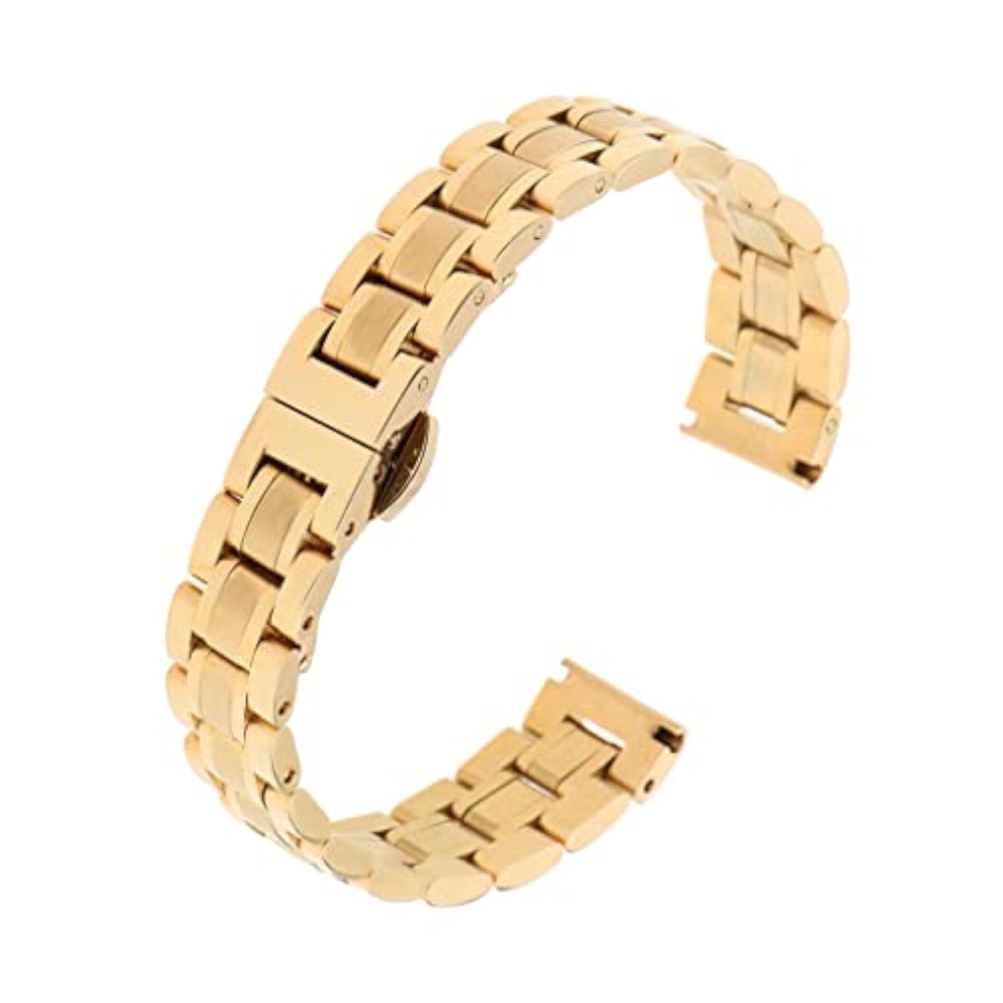 Stainless Steel Strap Replacement Watch Band, Gold 14mm