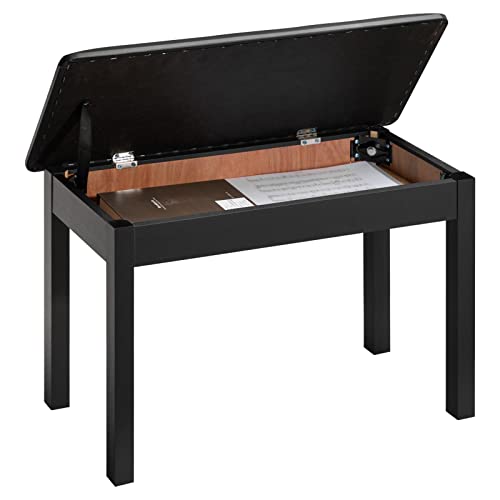 ALIMORDEN PU Leather Cushion Solo Piano Bench Stool with Sheet Music Storage, Keyboard Bench Padded Seat, Black - Thumbnail 6