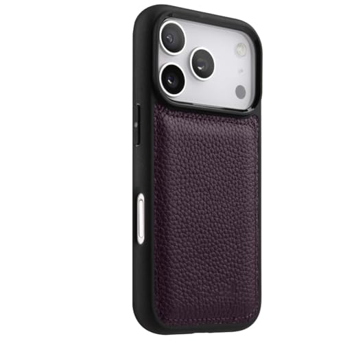 Coque iPhone 17 Pro antichoc avec bords souples et dos en cuir véritable