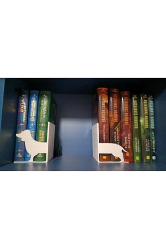 2'li Set Köpek Desenli Dekoratif Kitap Tutucu, Beyaz Kitap Standı, Kitap desteği Ev-Ofis Dekoratif, Kpkktpttc-2