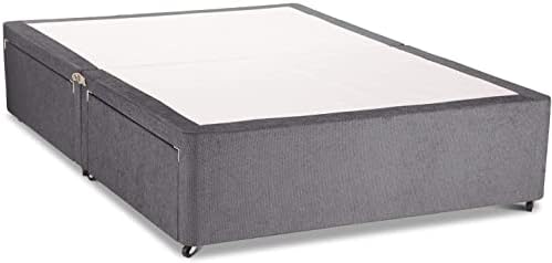 0000 Double Chenille Divan Bed Base With 2 Storage Drawers (Same Right Side) | 4FT6 Double Charcoal Chenille Base (W= 135 x L= 190 CM)