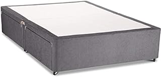 0000 Double Chenille Divan Bed Base With 2 Storage Drawers (Same Right Side) | 4FT6 Double Charcoal Chenille Base (W= 135 x L= 190 CM)