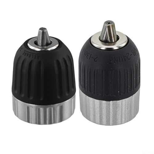 Zilimontt 2-Pack Quick Release Drill Chuck Set with 3/8-24UNF Thread, 0.8-10mm and 2-13mm Clamping Range, Metal Sleeve with Nylon Coating for Power Tools