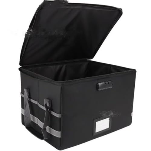 Miawtro Fireproof Document Box,Fire Proof Documents Storage Box with Password Lock and Foldable Design, Large Capacity Portable Fireproof Box with Leather Handle for Office, Home, Car Trunk