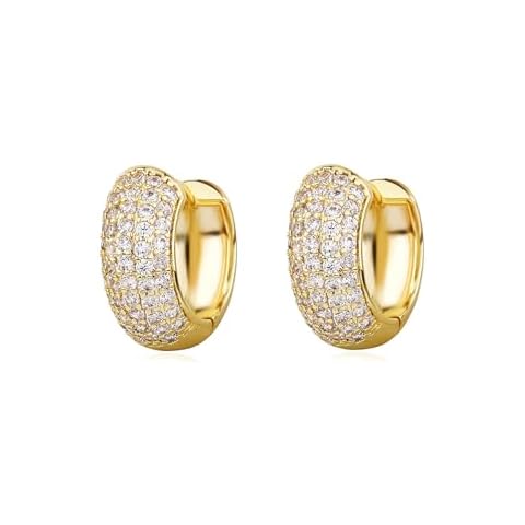 TOPGRILLZ Diamond Gold Hoop Earrings 5A+ Cubic Zirconia 14K Gold Small Chunky Thick Cartilage Hoop Huggie Earrings For Men Women-Gold Cover