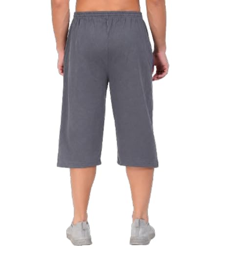 Image of RUGAN Men's Cotton Capri Three-Fourth Shorts | 3 /4th Pants for Men Dual Zipper Pockets | Plus Size Shorts