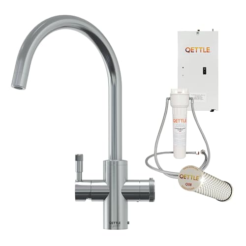 QETTLE Signature Modern 4-in-1 Instant Boiling Water Tap | True Boiling, Filtered Cold, Mains Hot & Cold (Stainless Steel, 2 Litre Boiler)