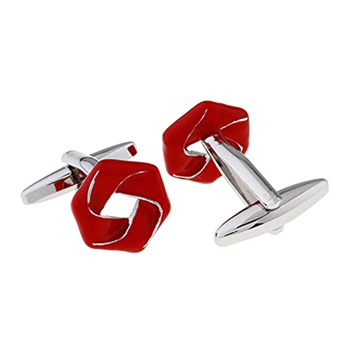 Mancuernillas para hombre pentágono rojo miniatura 2